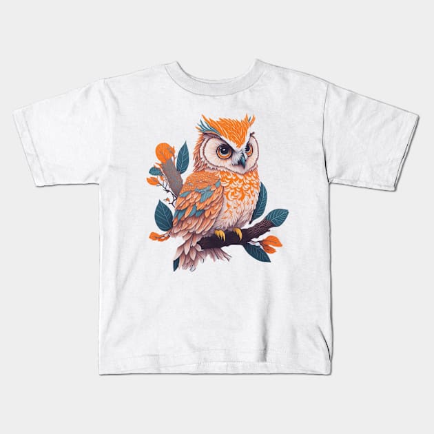 Cute Owl Kids T-Shirt by charm3596